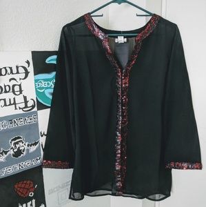 Sheer Black Shimmer Blouse